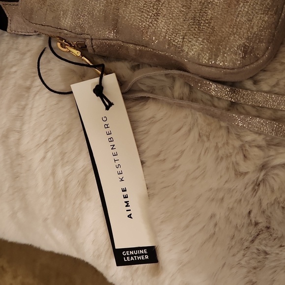 NWT Aimee Kestenberg Gold Metallic Leather Small Crossbody Purse​​​​​​​ - Picture 3 of 5